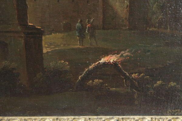 photo for sale Important Flemish Oil Painting On Canvas From The 1750s !! With Storm And Fire.