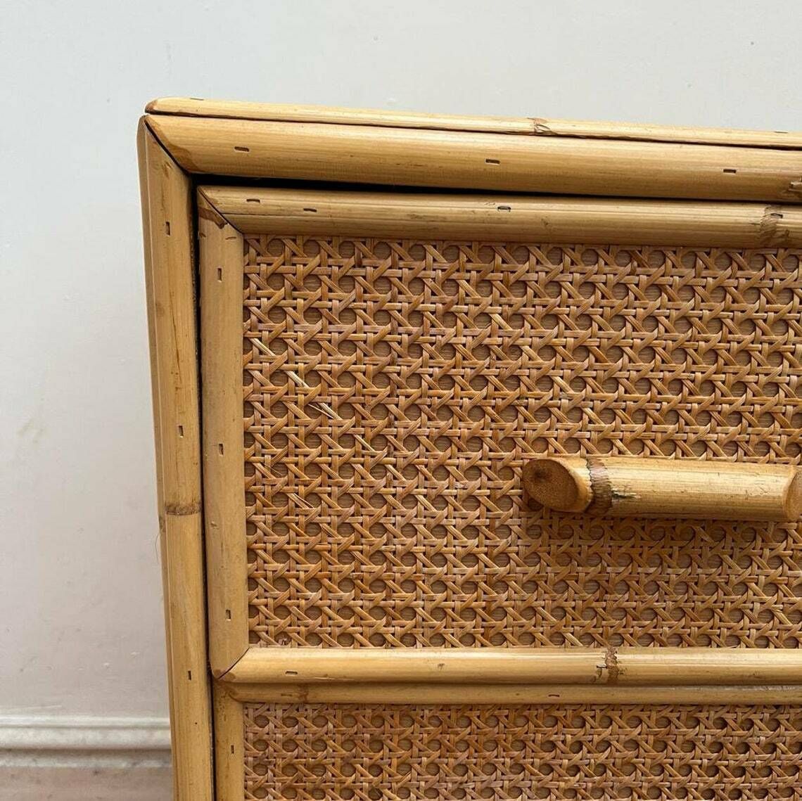 Mid Century Bamboo And Rattan Cane Chest Of Drawers/ Storage / Cupboard photo furniture