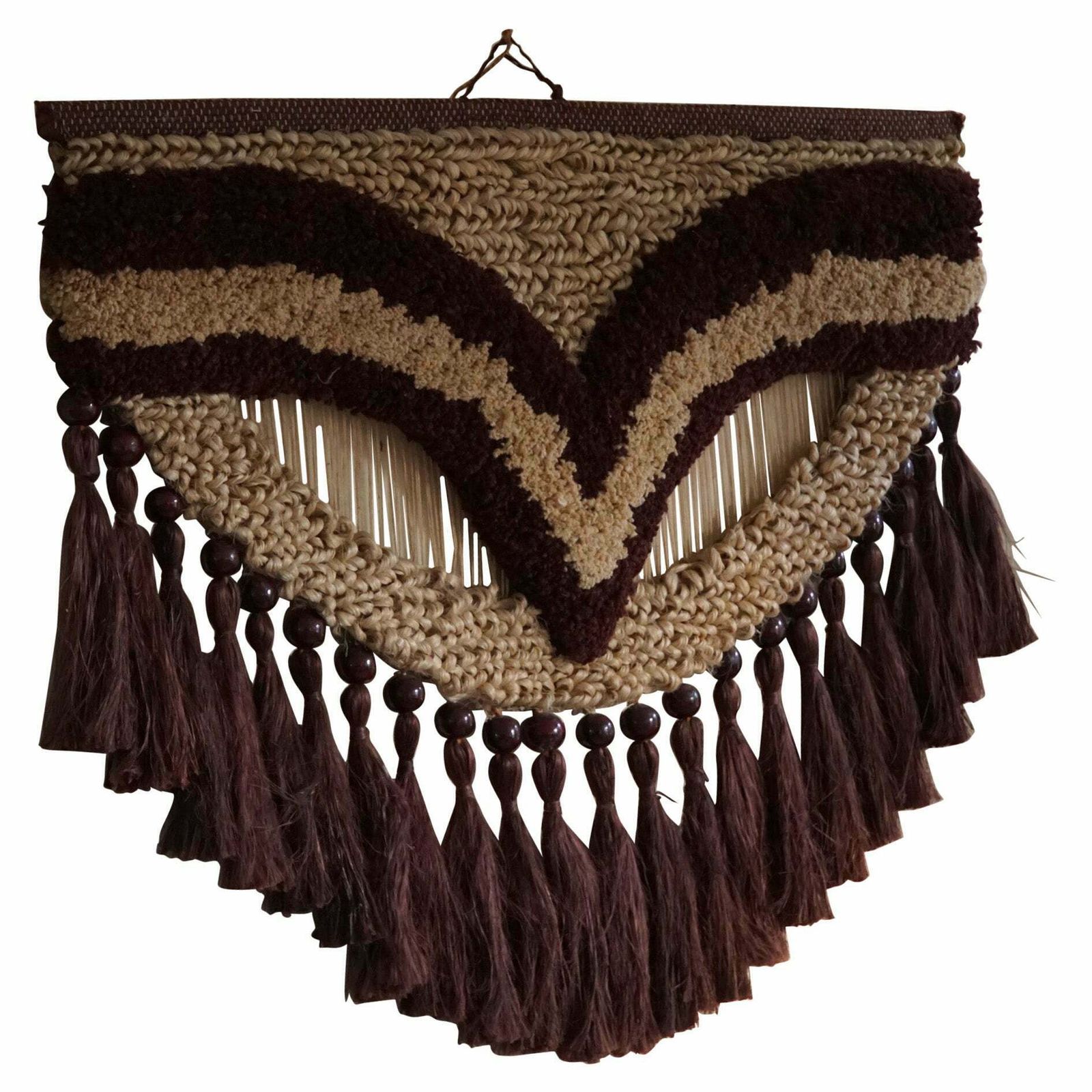 Handmade Bohemian Vintage Rug In Jute, Made In India, Late 20th Century