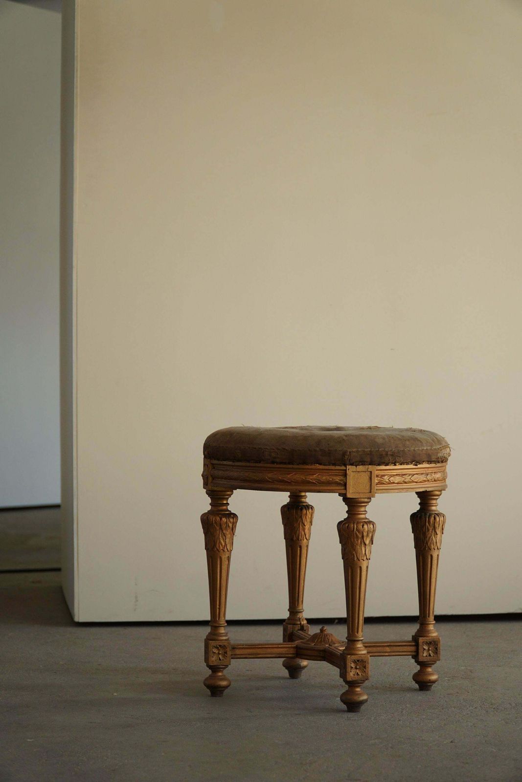 Gustavian Antique, Round Stool, Swedish Cabinetmaker, Late 18th Century photo vintage