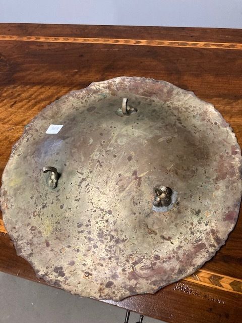 Antique Copper Centerpiece With Floral Embossing. Italy 19th Century photo for sale