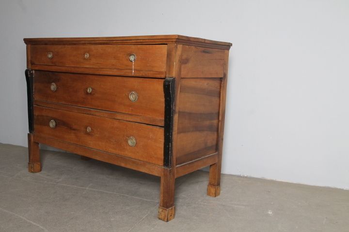 Ancient Chest Of Drawers Empire Chest Of Drawers From The Early 1800s In Solid Emilia Walnut. L Cm 133 X 57