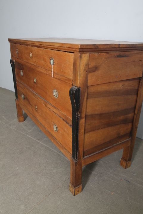 Furniture Ancient Chest Of Drawers Empire Chest Of Drawers From The Early 1800s In Solid Emilia Walnut. L Cm 133 X 57 photo