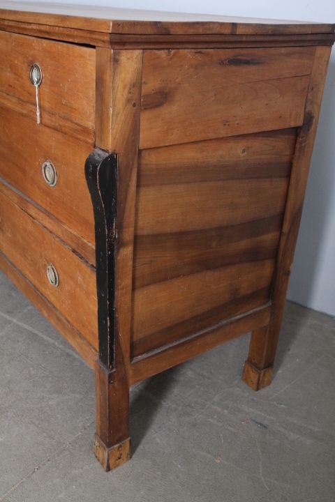 951.6 Ancient Chest Of Drawers Empire Chest Of Drawers From The Early 1800s In Solid Emilia Walnut. L Cm 133 X 57 photo