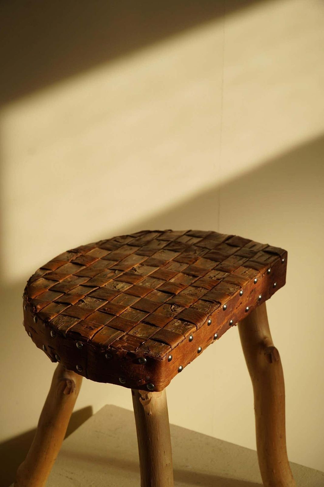 Danish Modern  Organic Wooden Hand Crafted Wabi Sabi Tripod Stool 1960s photo for sale