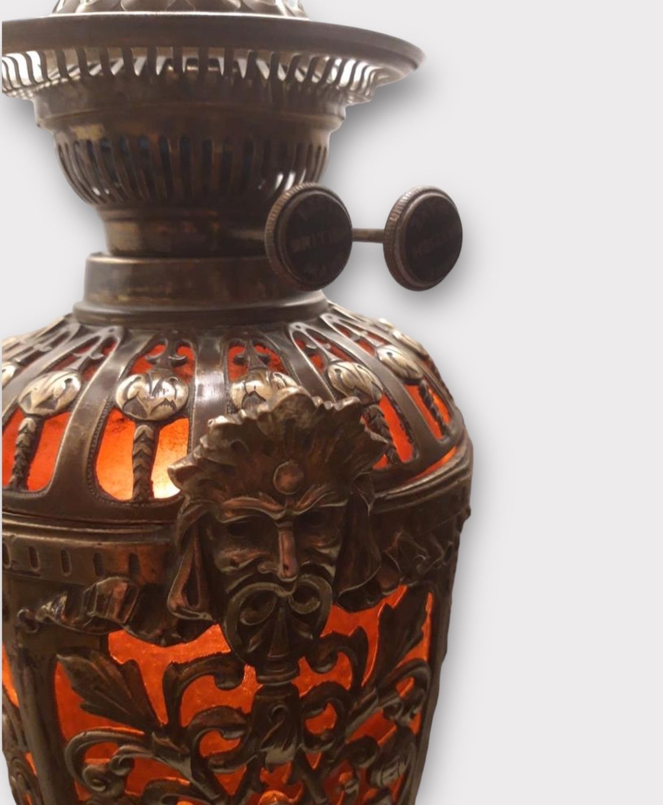 Very Rare And Ornate Brass And Ormolu Oil Lamp photo for sale
