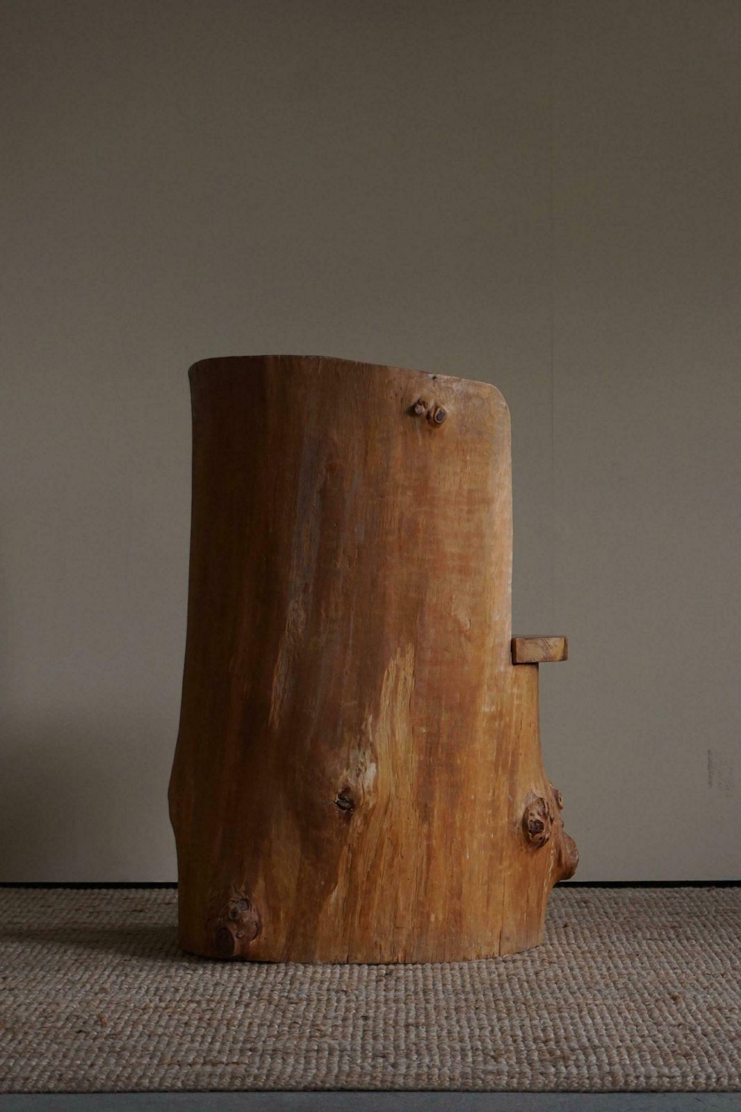 Mid Century Sculptural Brutalist Swedish Stump Chair In Solid Pine photo vintage