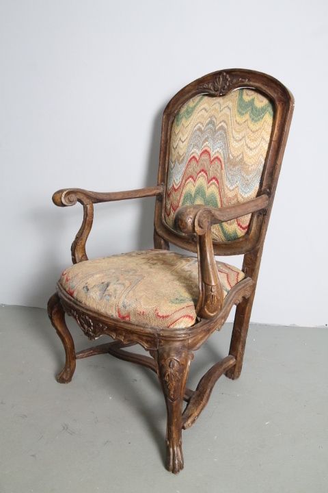 photo for sale Ancient Genoa Armchair Louis XIV End Of 600. Italy Solid Walnut.