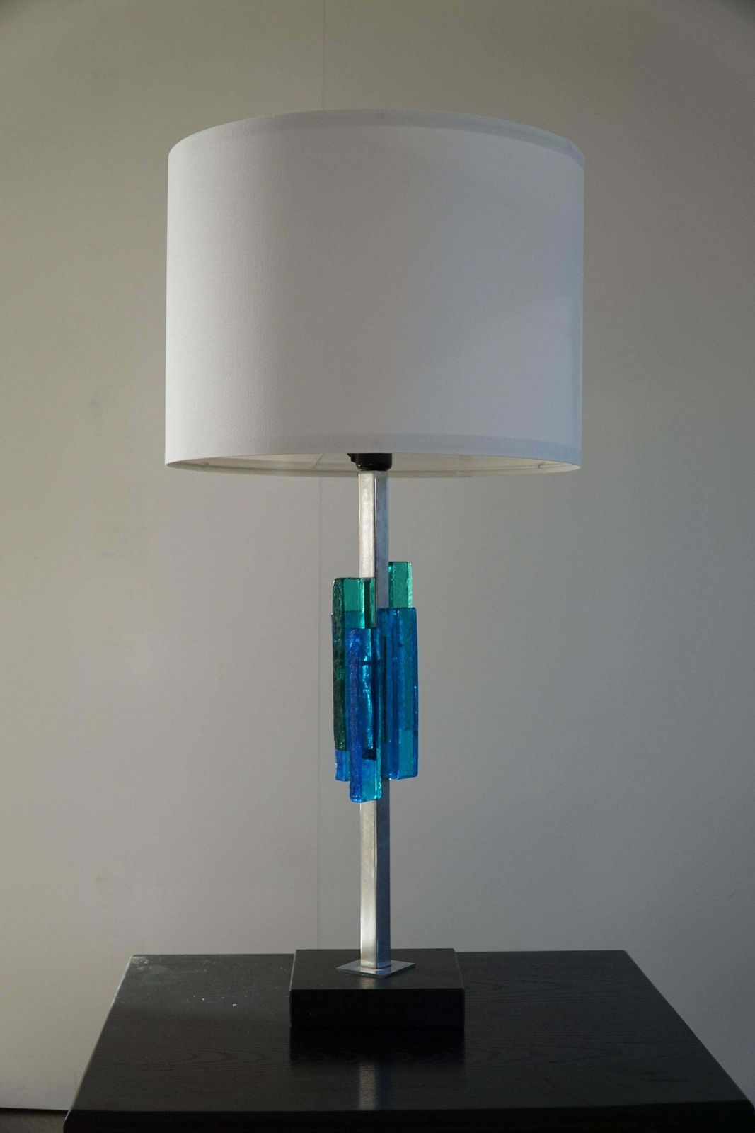 Svend Aage Holm Sørensen Table Lamp, Metal & Glass, Danish Modern Design, 1960s photo vintage