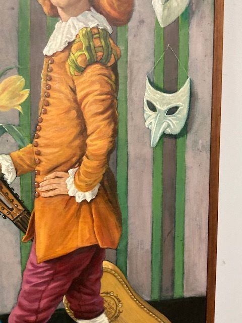 Oil Painting On Canvas "Homage To Watteau" Child In Costume. L. Palermo 1981 photo Art