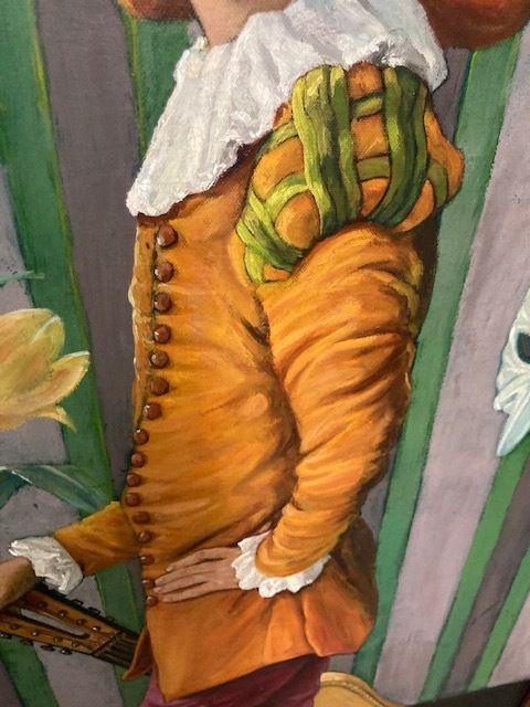 Oil Painting On Canvas "Homage To Watteau" Child In Costume. L. Palermo 1981 photo vinterior