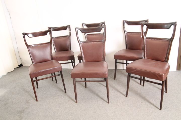 832.0 Six Unique Vittorio Dassi Chairs From The 50s In Wood And Sky Modern Vintage Design photo