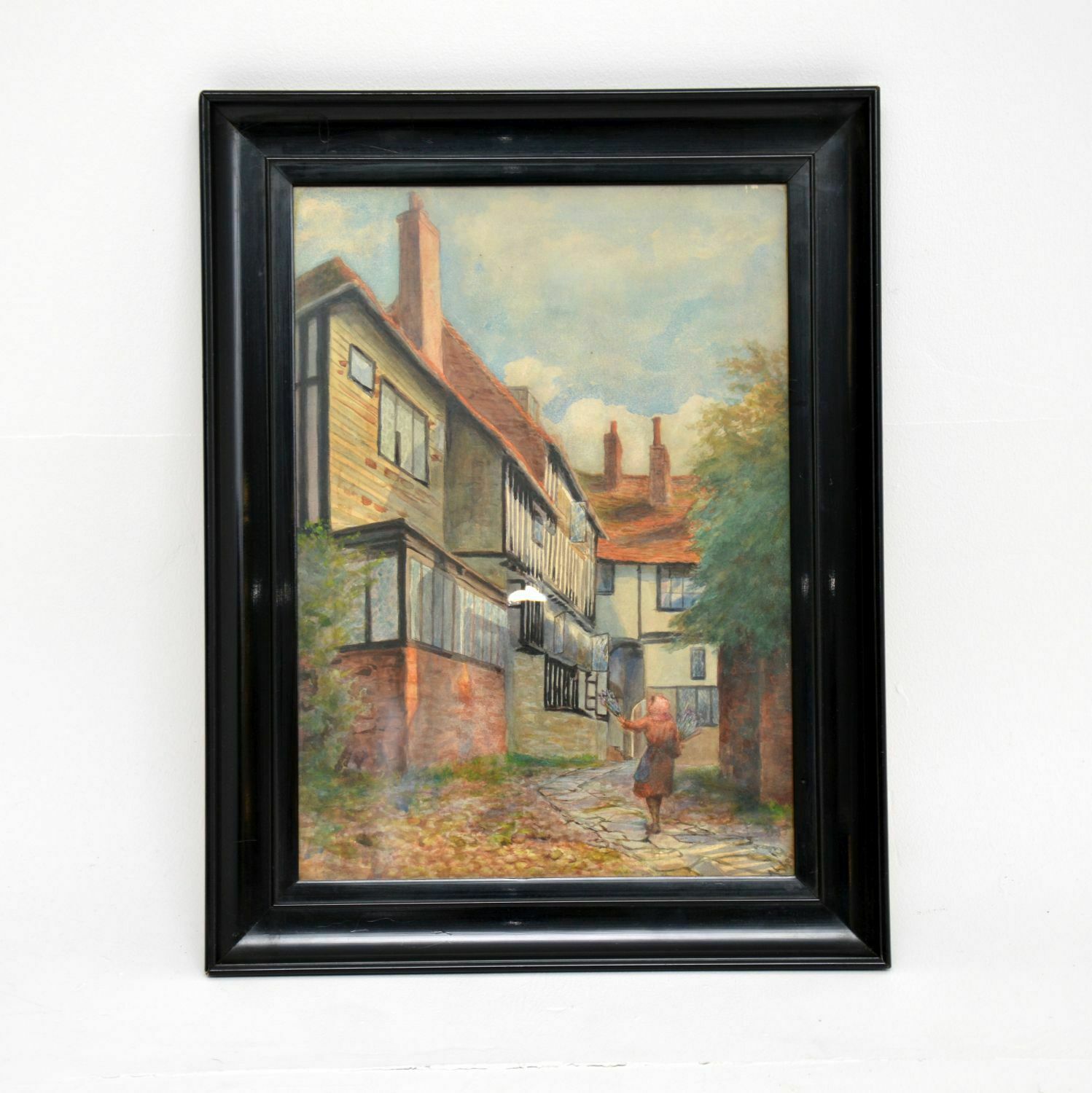 Antique Watercolour Painting Of The Mermaid Inn, Rye By Annie L. Lee