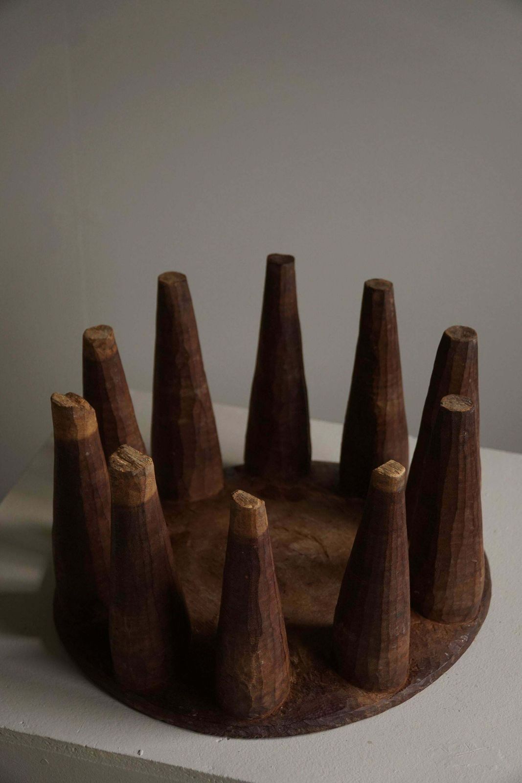 Hand Carved "Nupe Tribe" Stool With 10 Legs, Wabi Sabi, Made In Nigeria, 1950s photo vinterior