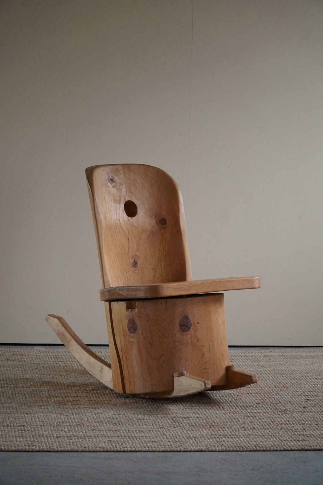 photo buy Sculptural Unique Rocking Chair By Finnish Matti Martikka In Solid Pine, 1960s