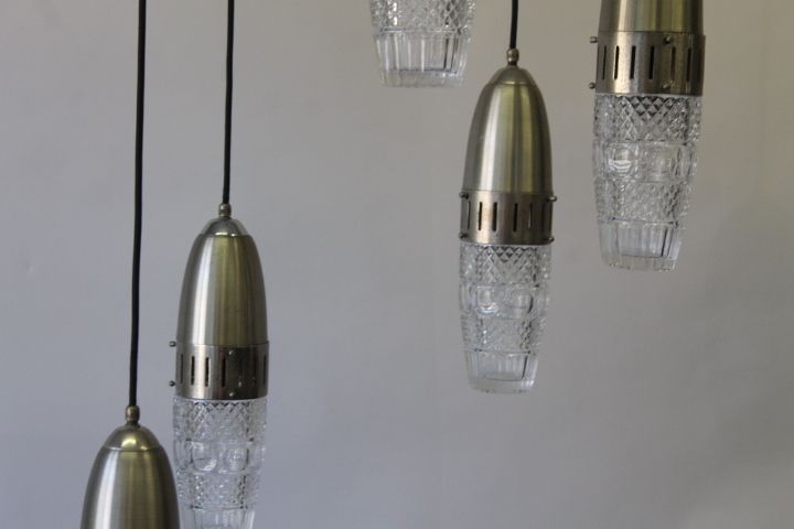 60s Space Age Vintage 5 Light Pendant Chandelier Chandelier Restored photo buy