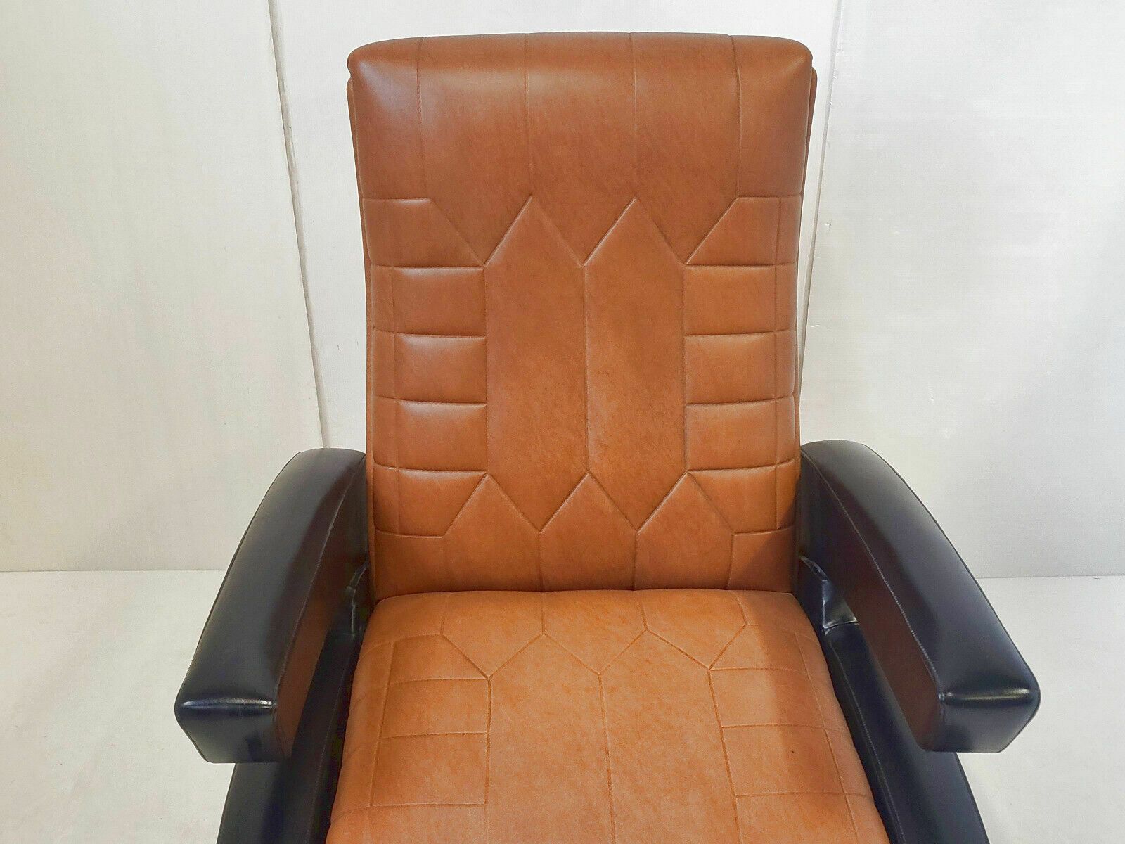 Vintage Italiaanse Fauteuil 1950 Skai Bruin & Zwart Dlg Marco Zanuso Jaren 50 Rockabilly photo Meubels