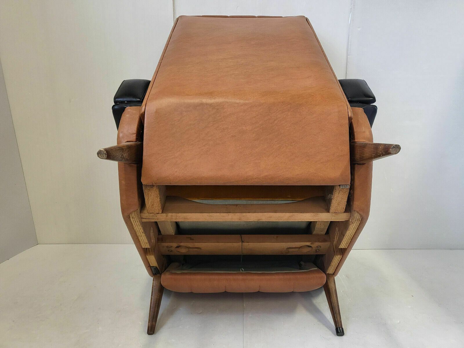 Vintage Italiaanse Fauteuil 1950 Skai Bruin & Zwart Dlg Marco Zanuso Jaren 50 Rockabilly photo vintage
