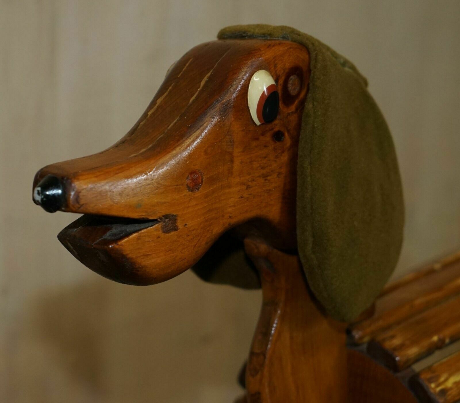 Stunning Hand Made Circa 1930 Childrens Rocking Horse Of A Dachshund Sausage Dog photo vinterior