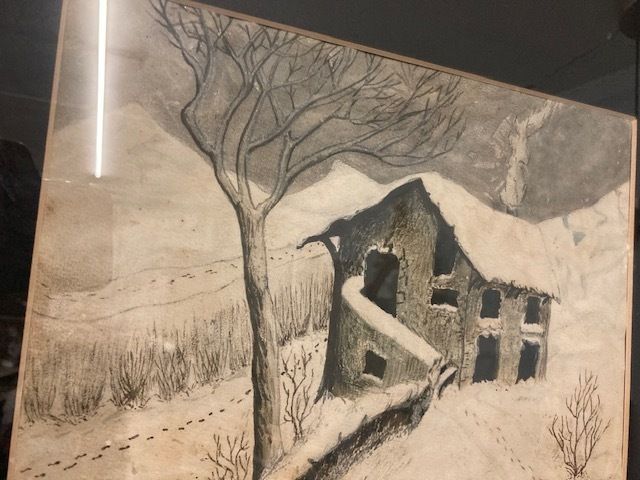 Ancient Painting From The End Of The 19th Century By Alessandro Castelli, House With Snow, Signed. photo for sale
