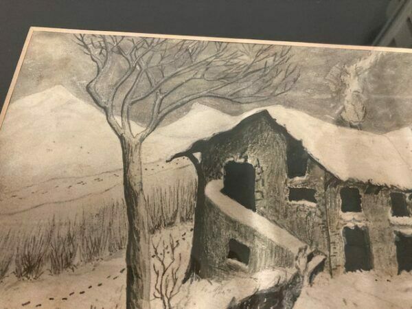 308.88 Ancient Painting From The End Of The 19th Century By Alessandro Castelli, House With Snow, Signed. photo