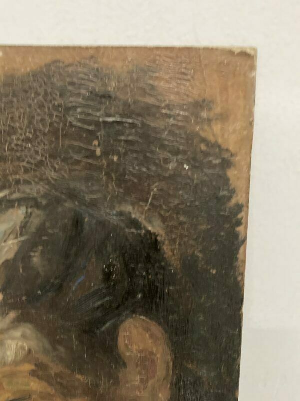 Ancient Painting "Anziana Pensante" On Hardboard First photo buy