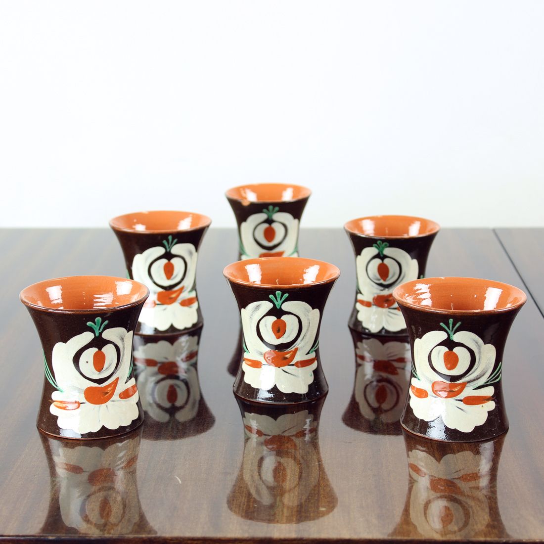 Set Of 6 Handmade Vintage Cups, Pozdisovce Czechoslovakia 1950s photo Home Decor