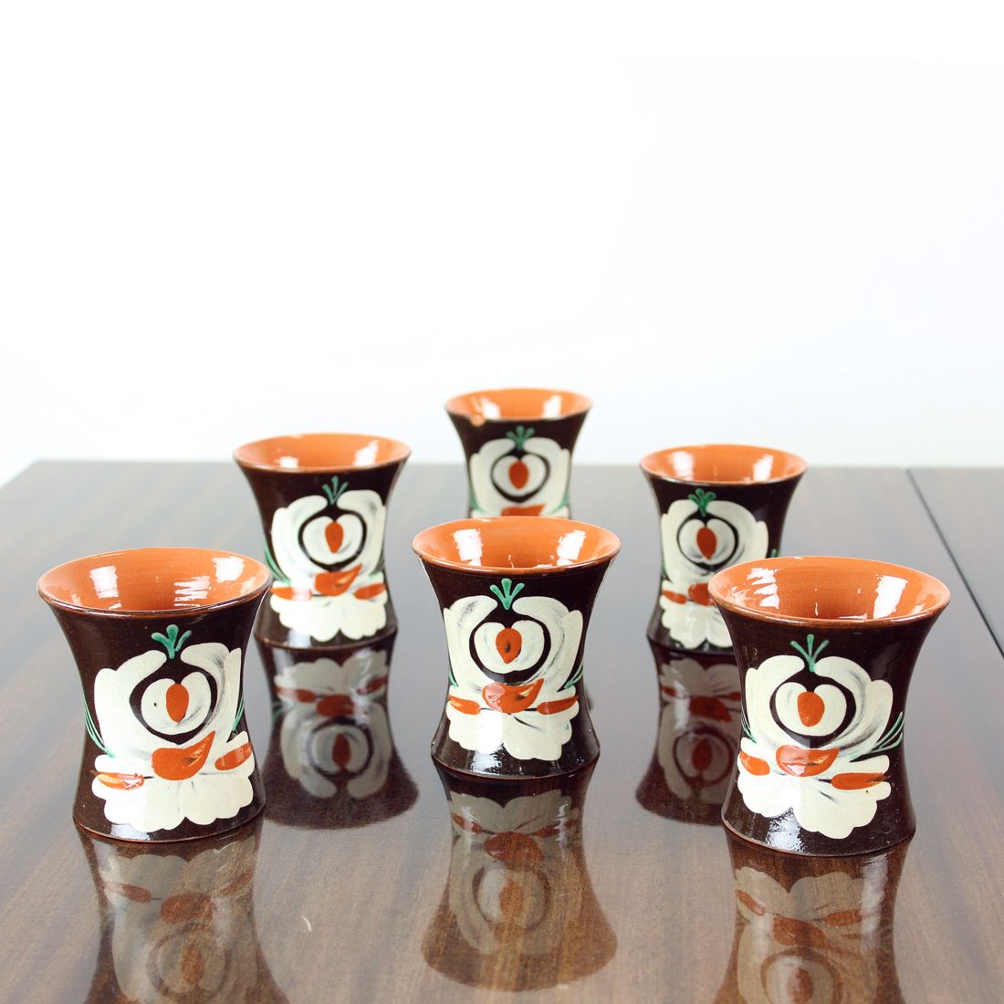 Set Of 6 Handmade Vintage Cups, Pozdisovce Czechoslovakia 1950s