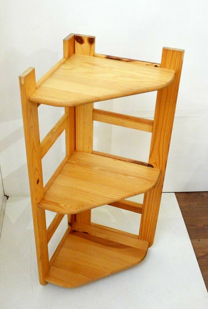 Vintage Corner Shelf In Pine Wood 1980s photo for sale