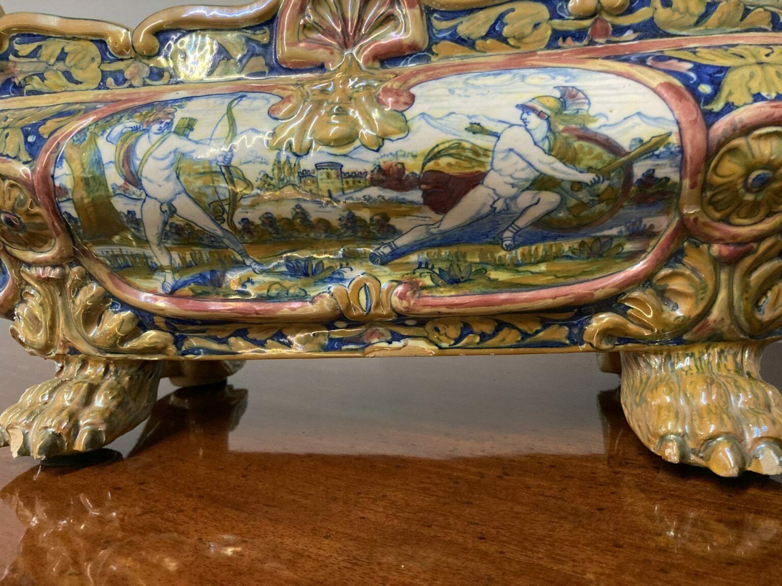 Antique Centerpiece In Luster Ceramic Santarelli Gualdo Tadino 1920 photo for sale