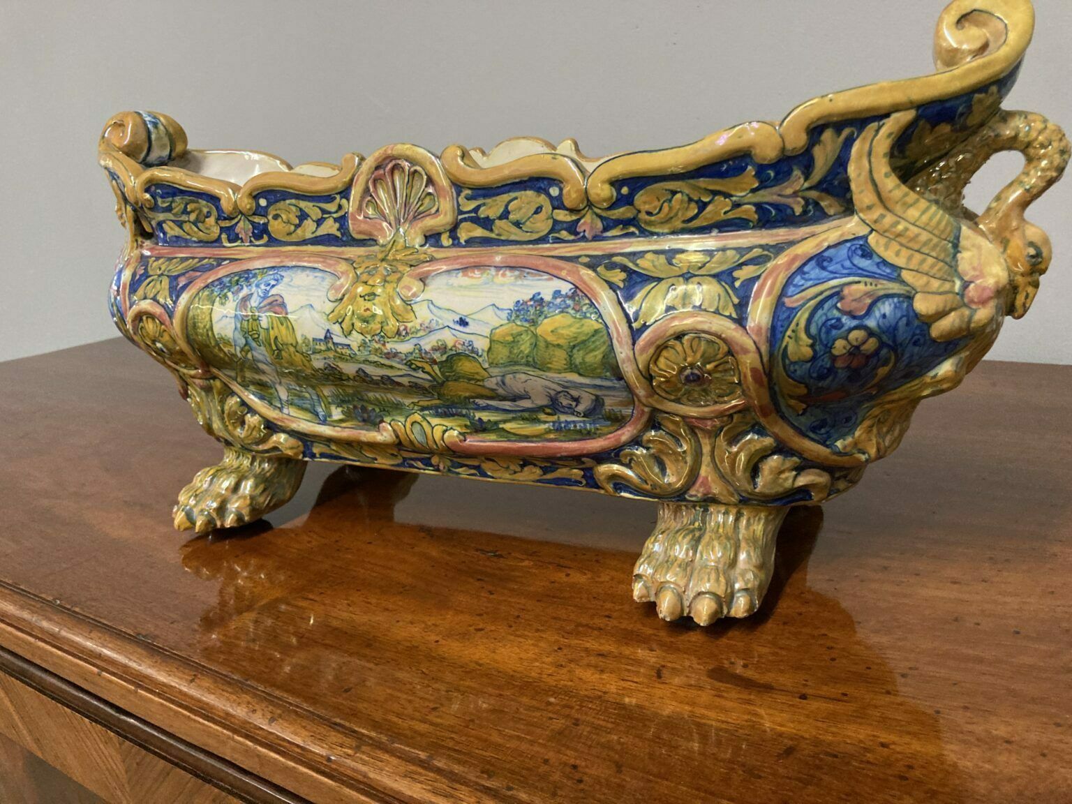 Antique Centerpiece In Luster Ceramic Santarelli Gualdo Tadino 1920 photo vintage