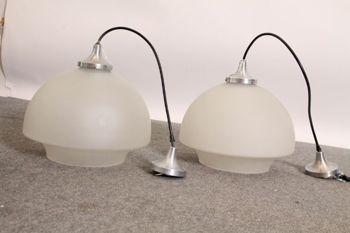 Pair Of Lamps From The 70s. Modern Design Steel And Glass Restored! Vintage