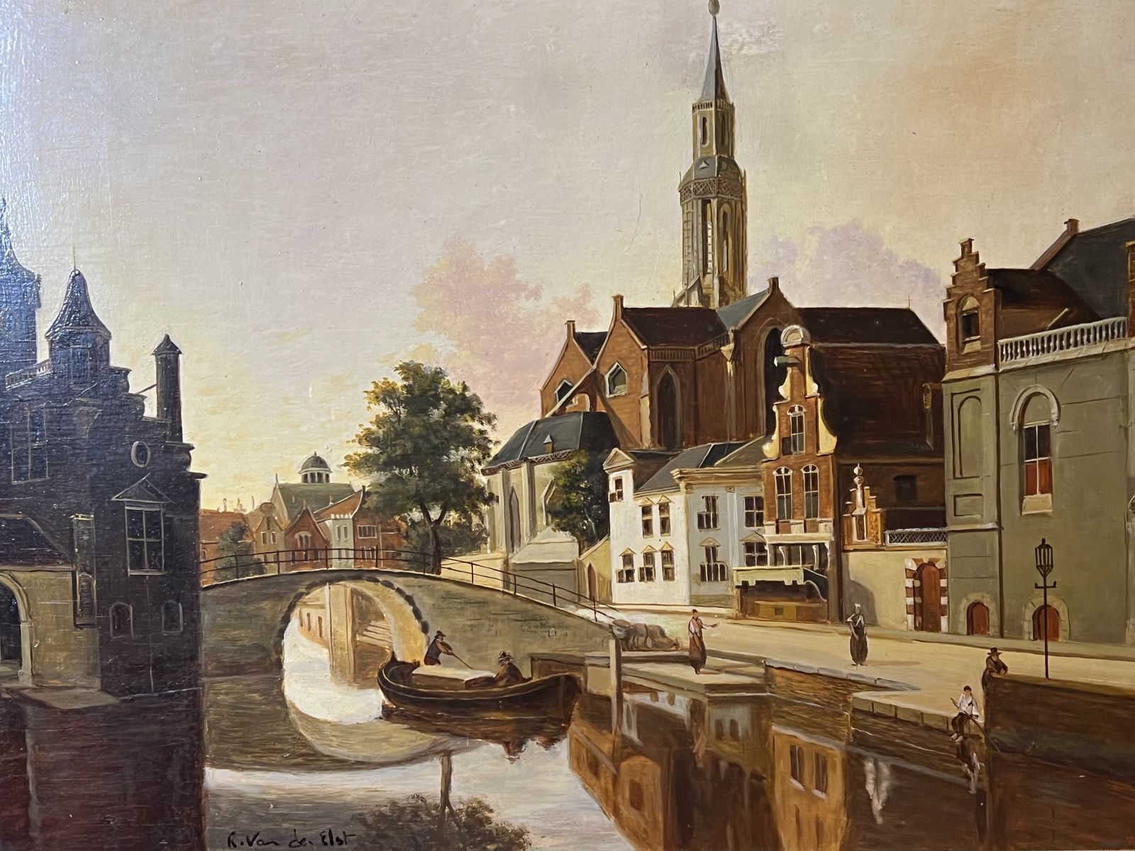 photo for sale 20th Century Dutch School After Johannes Vermeer 'View Of Delft' Oil Painting