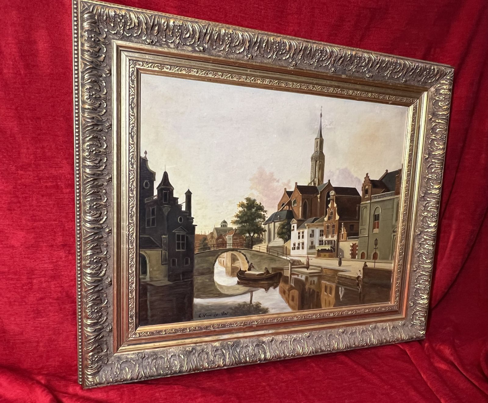 1875.0 20th Century Dutch School After Johannes Vermeer 'View Of Delft' Oil Painting photo