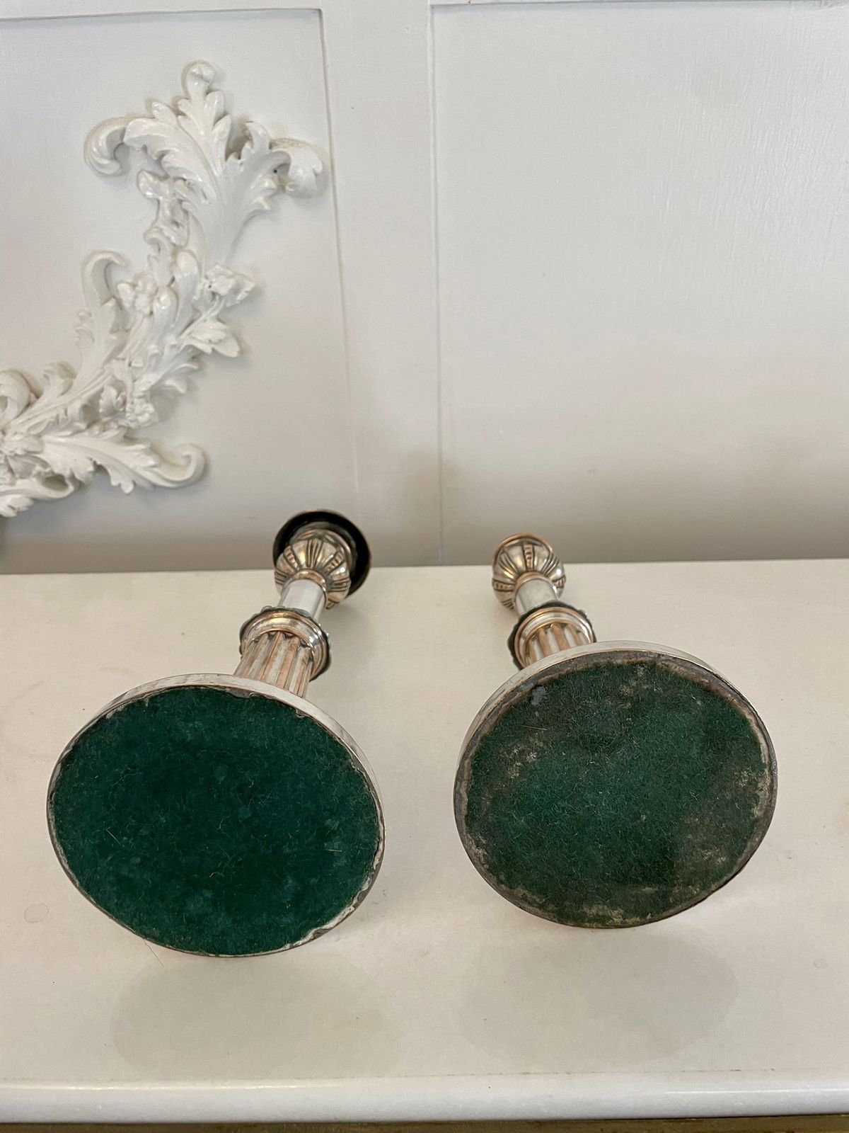 Unusual Pair Of Antique George III Quality Sheffield Plated Telescopic Candlesticks photo furniture