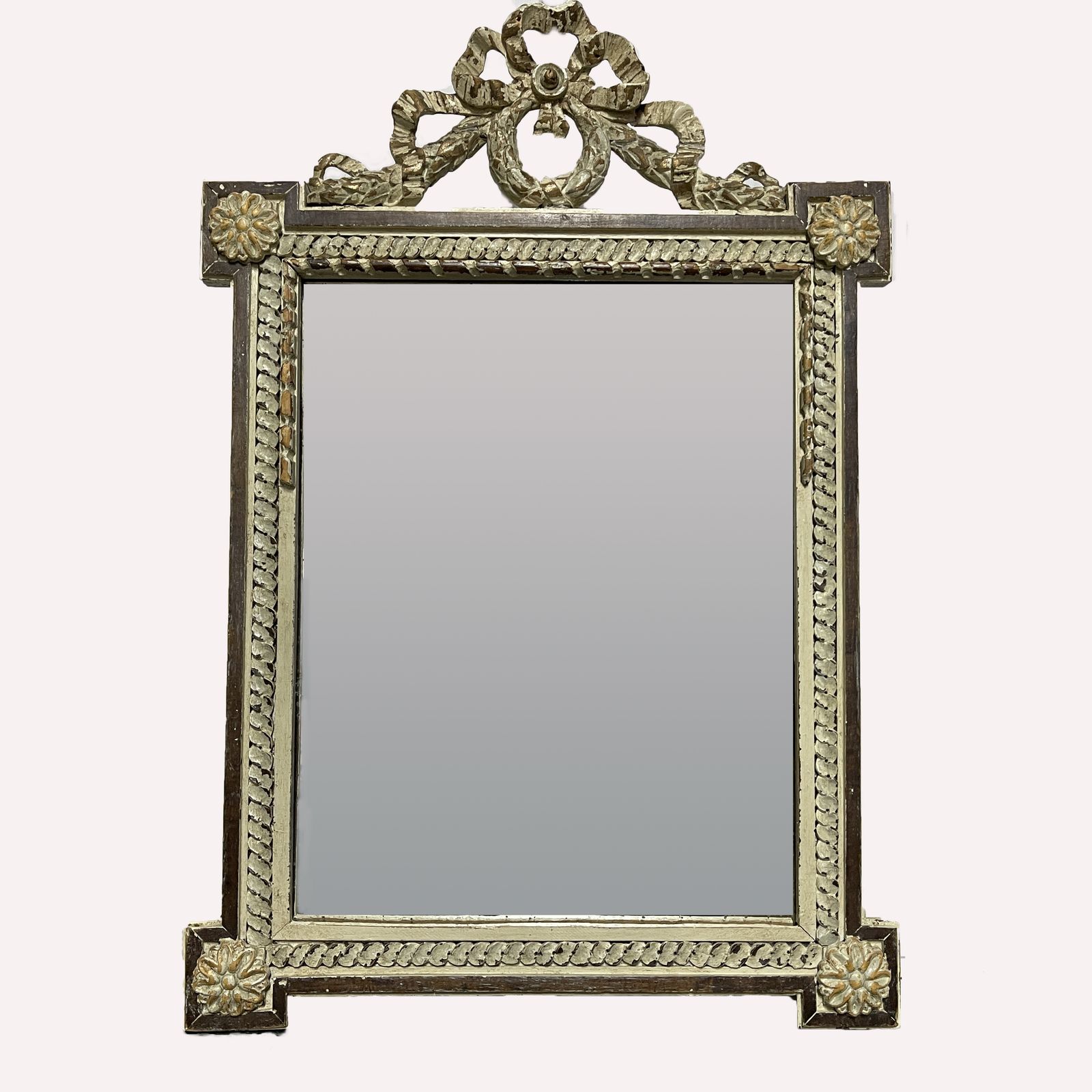 Early 19th Century French Painted Mirror With Mercury Glass