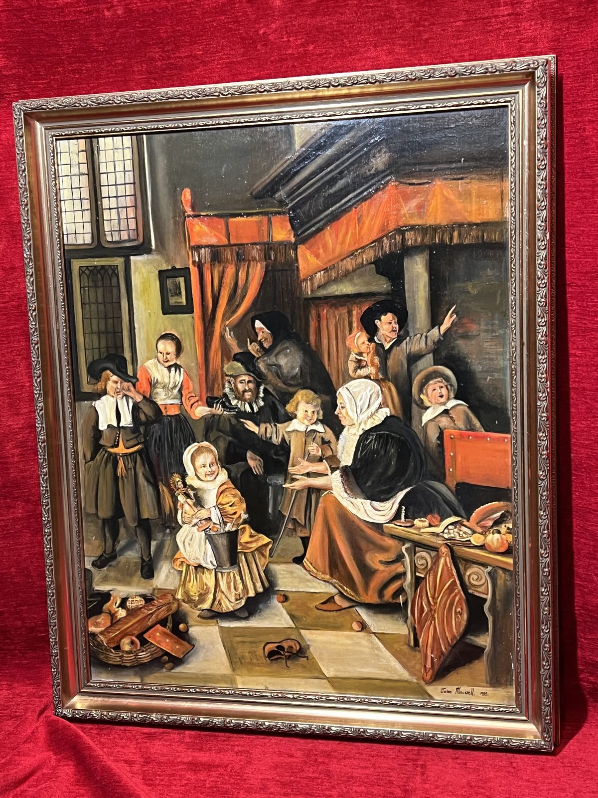 photo for sale 20th Century Tudor Interior Scene Titled 'The Feast Of St Nicholas' By Artist Joan Maxwell