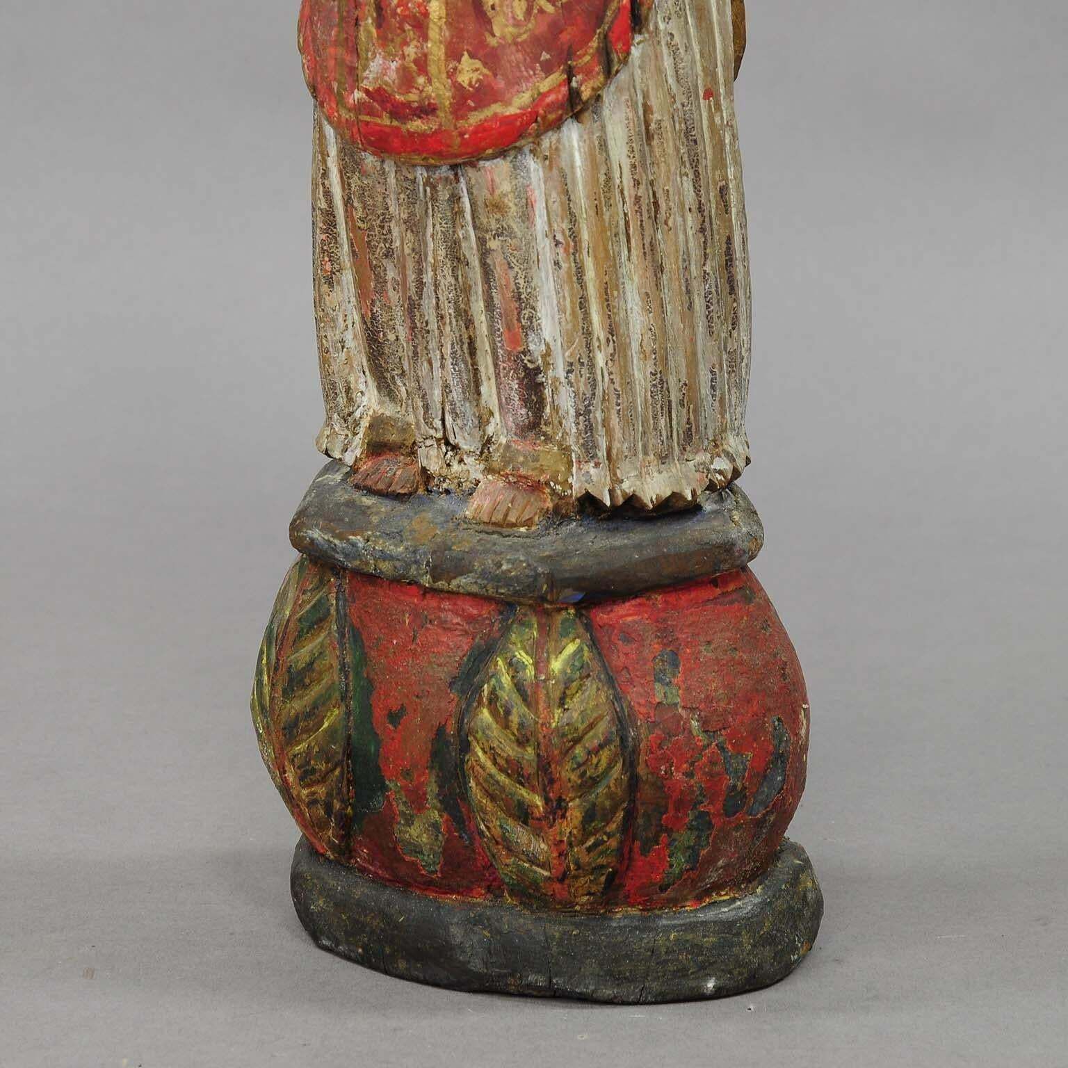 Wooden Carved Sculpture Of A Saint, Circa 1850 photo for sale