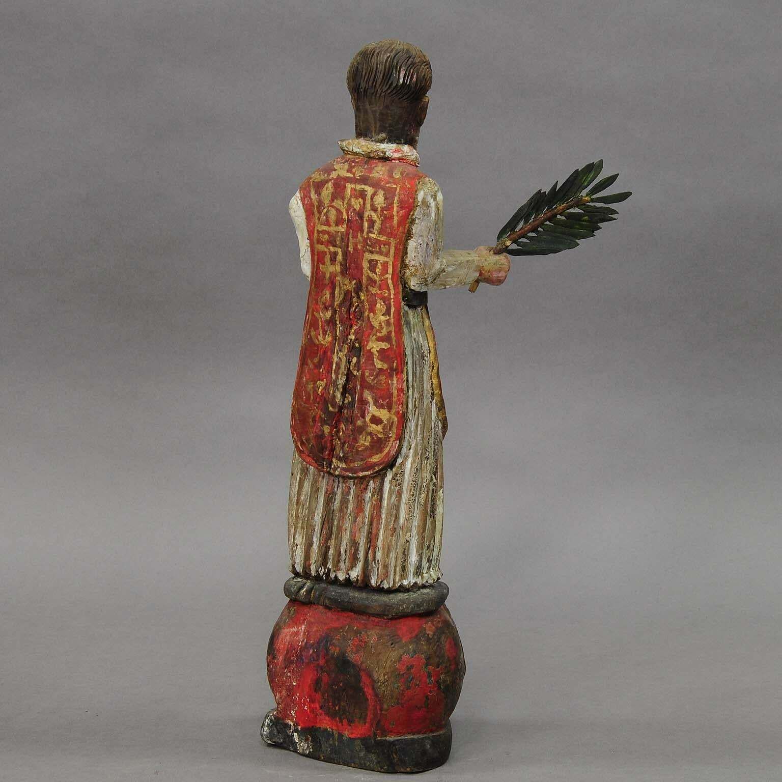 Wooden Carved Sculpture Of A Saint, Circa 1850 photo vinterior