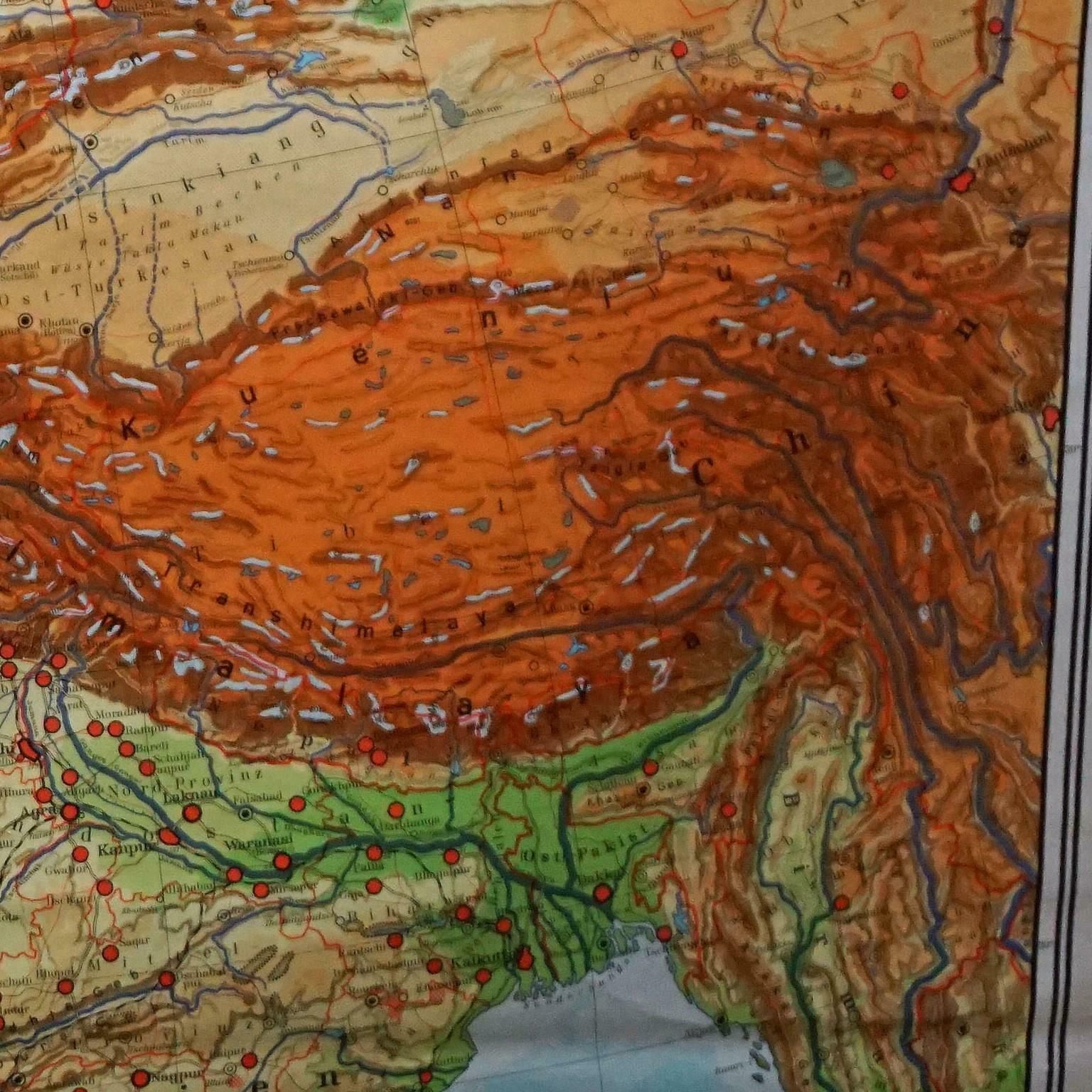 Middle East Saudia Arabia Israel India Map Rollable Mural Vintage Wall Chart photo buy