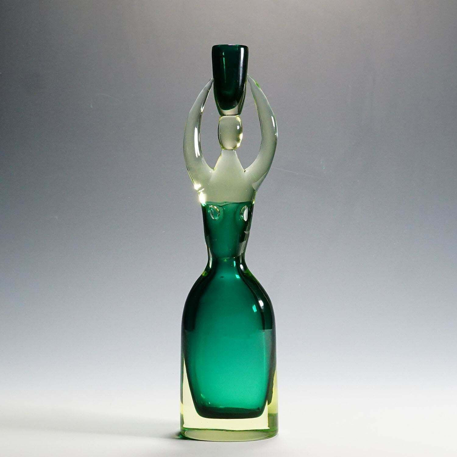 Large Cenedese (Attr.) Sommerso Glas Candle Stick Designed By Antonio Da Ros