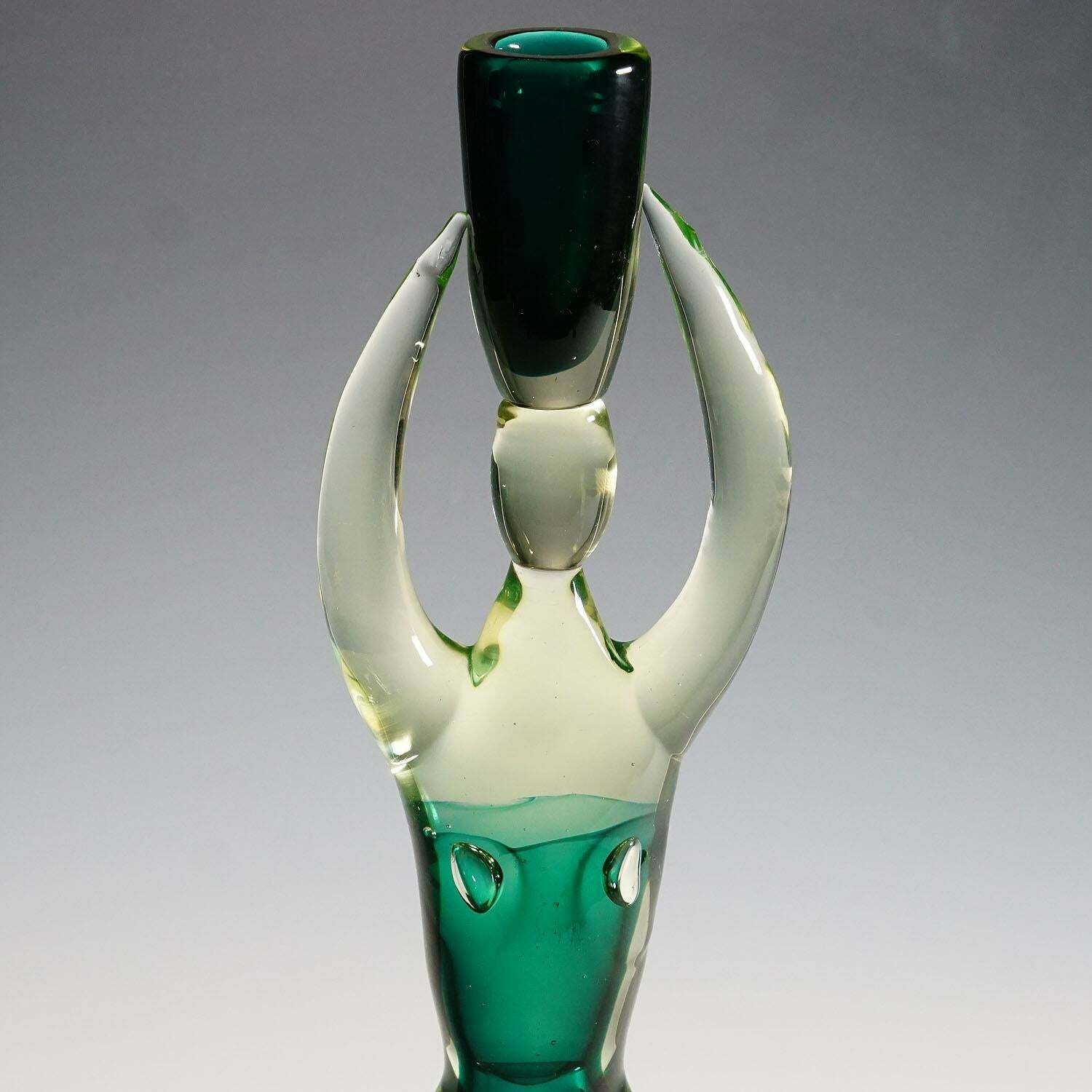 Large Cenedese (Attr.) Sommerso Glas Candle Stick Designed By Antonio Da Ros photo for sale