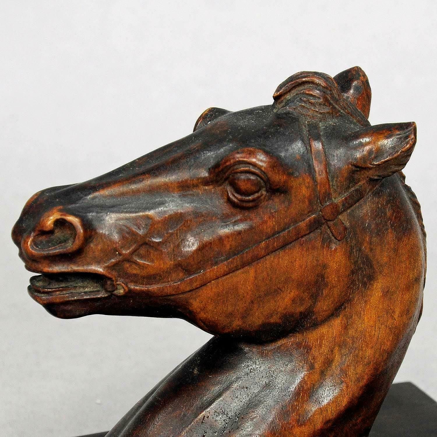 Antiek Houten Gesneden Paardenbeeldje, Ca. 1920 photo Kunst