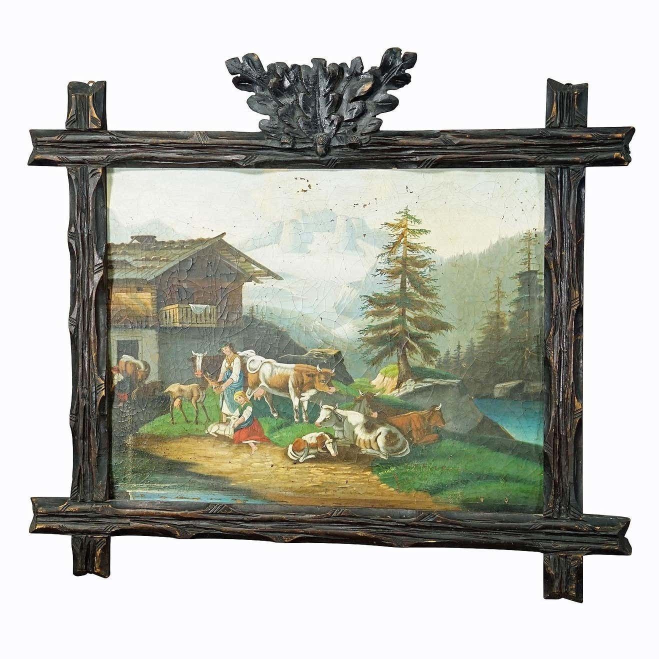 Unknown, Folksy Scenery With Cattles, Goats And Farmer''S Wifes, Ca. 1900s photo furniture
