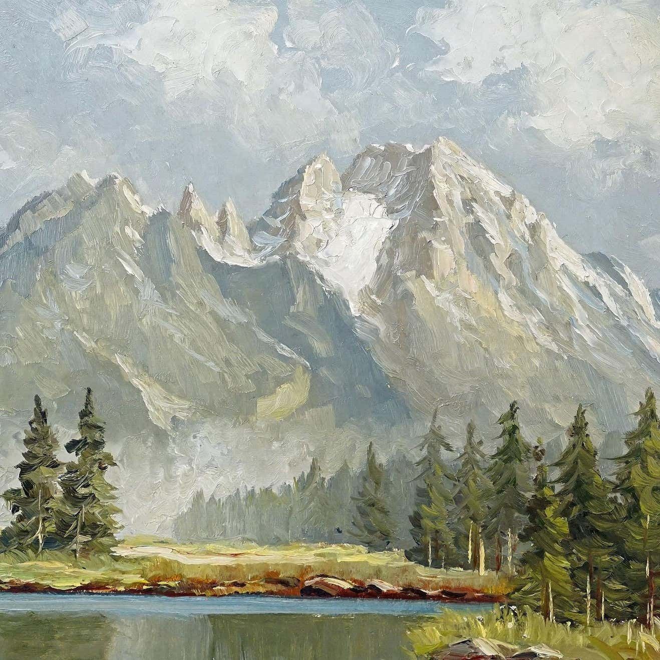 W. Kruegner, Summerly High Mountain Landscape With Alpine Lake And Watzmann photo 654.0