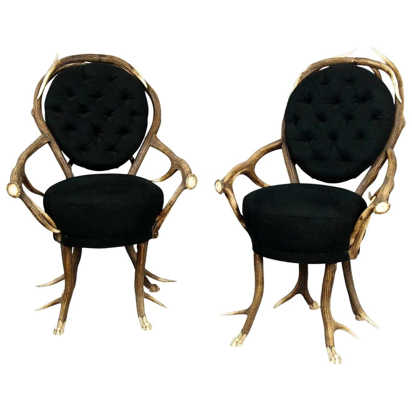 Paar Zeldzame Geweifauteuils, Frans, Ca. 1860