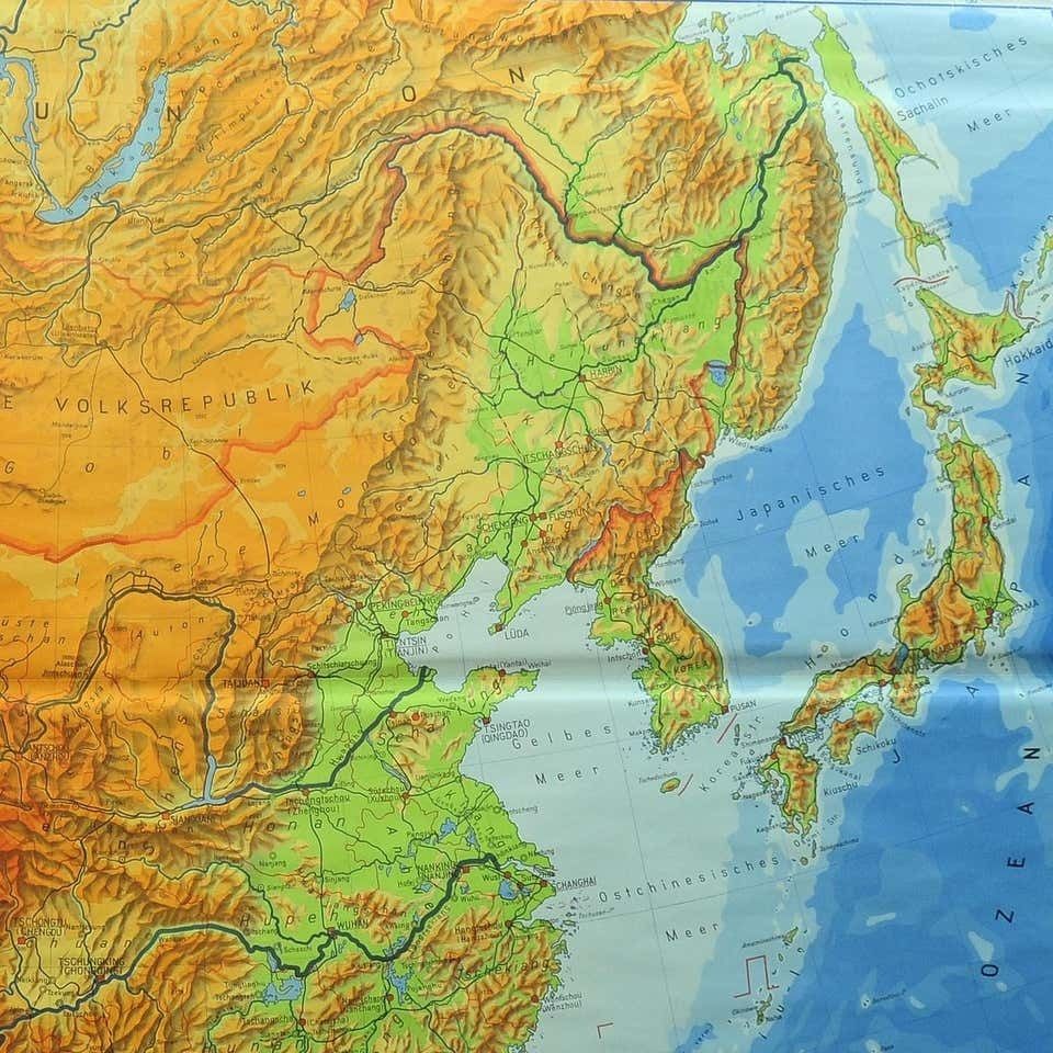 Vintage Picture Poster Wall Chart Rollable Large Map Peoples Republic Of China photo for sale