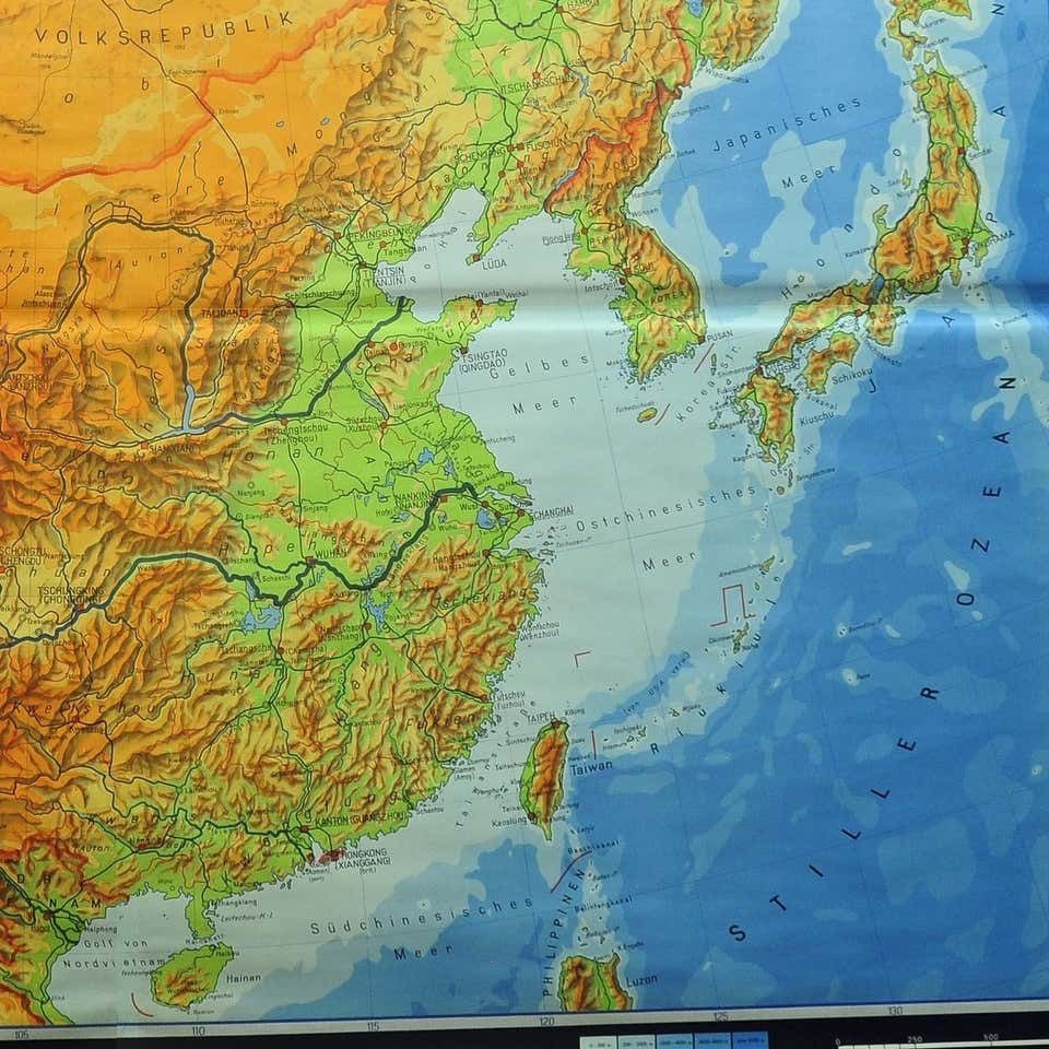 Vintage Picture Poster Wall Chart Rollable Large Map Peoples Republic Of China photo 359.0