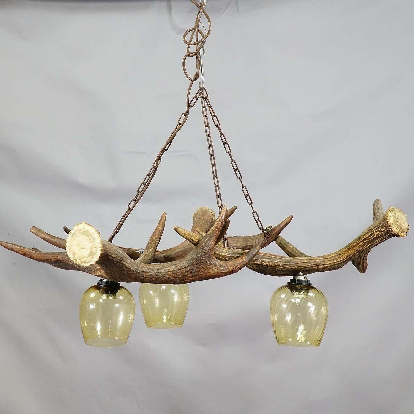 Rustic Antler Lamp With Elk Antlers photo Lighting
