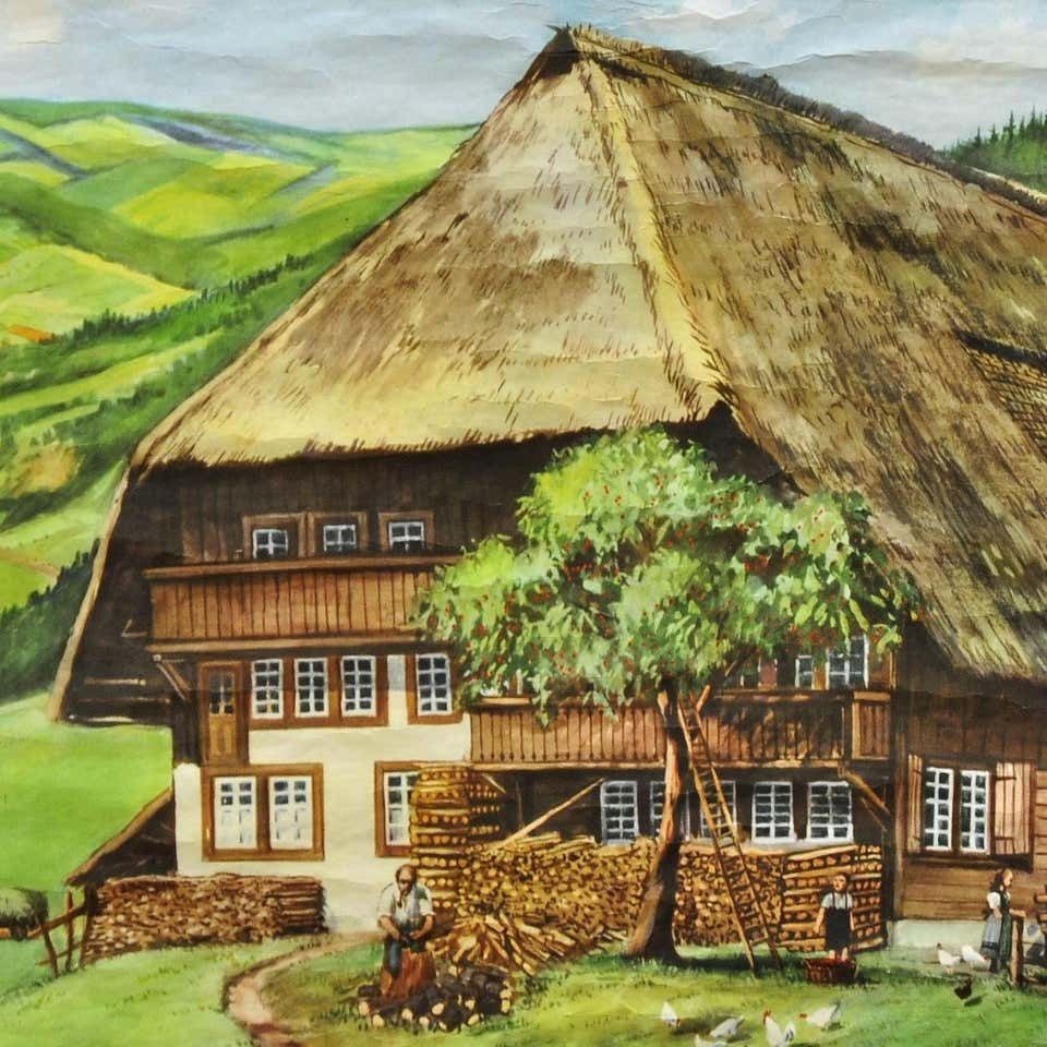 Rollable Vintage Wall Chart Black Forest Farmhouse Countrycore Deco Living Style photo for sale